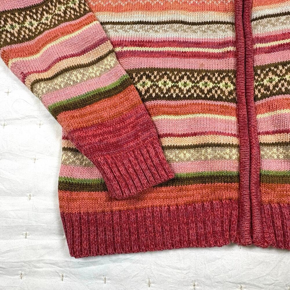 Tiara International Vintage Hand Kint Zip Up Cardigan Sweater Women's S Coral - Picture 4 of 13
